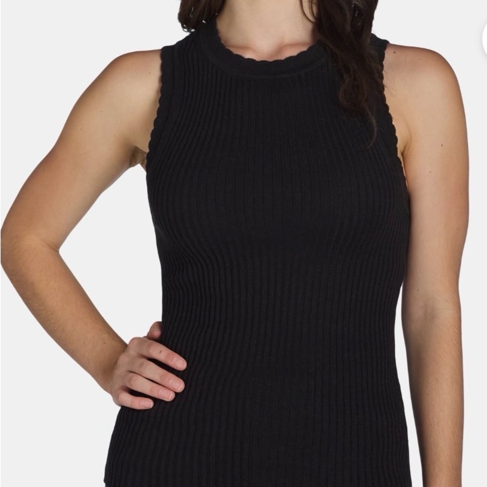 Black Ribbed Sleeveless Top